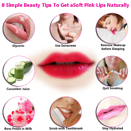 8 Simple Beauty Tips to get Soft Pink Lips Naturally