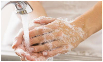 Wash your hands with a disinfectant to keep them clean and your skin healthy