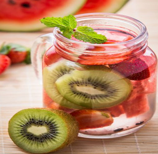 Kiwi, Strawberries And Cucumber Detox Water