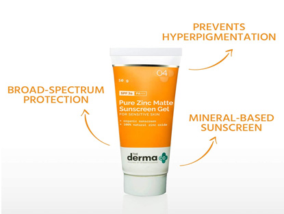 The Derma co. Pure zinc Matte Sunscreen Gel (Best for sensitive, acne-prone skin)